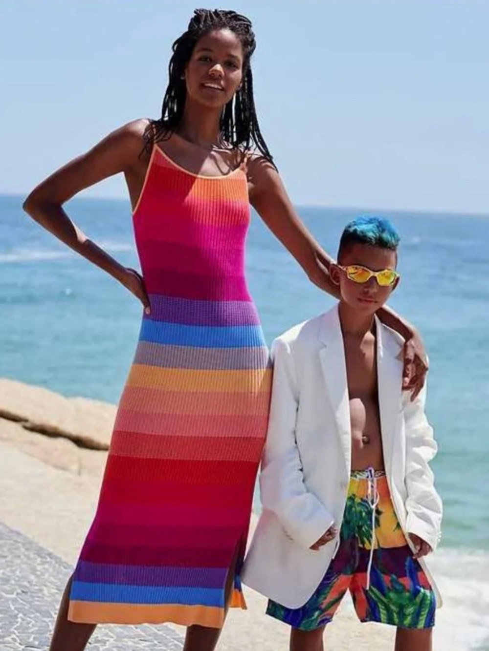 Banana Republic Limited Edition Multicolor Striped‎ Ribbed Midi Dress Size S